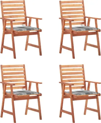 Produktbild von Garten-Essstühle 4 Stk. mit Kissen Massivholz Akazie