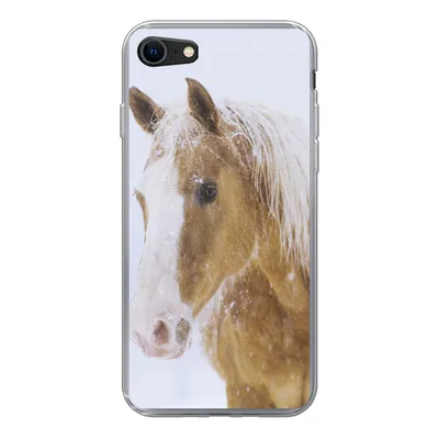 Produktbild von MuchoWow® Handyhülle Schutzhülle Hülle für iPhone SE 2020 Pferd - Schnee - Winter Silikon Softcase Handy Hülle - Kartenbesitzer