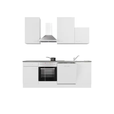 Produktbild von Küchenzeile mit E-Geräten & Geschirrspüler - 220 cm breit - Weiß – Toska
