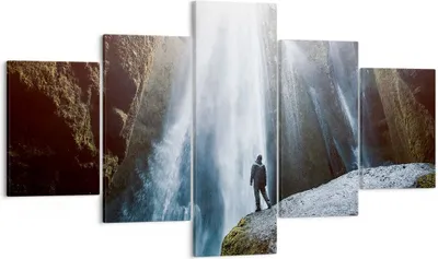 Produktbild von Bild auf Leinwand - Leinwandbild - Berg Wasserfall - 125x70cm - Wand Bild - Wanddeko - Wandbilder - Leinwanddruck - Bilder - Kunstdruck - Wanddekoration - Leinwand bilder - Wandkunst - EA125x70-4093