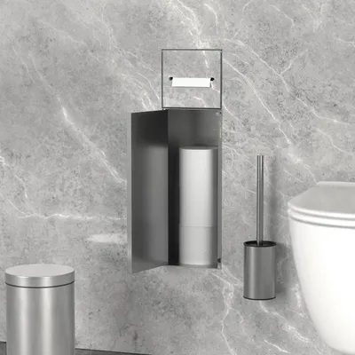 Obrázok produktu pre Nástenný modul LuxeBath z nehrdzavejúcej ocele pre úložný systém toaletných potrieb, chrómový, 60x20x14 cm, kúpeľňová skrinka s držiakom na toaletný papier