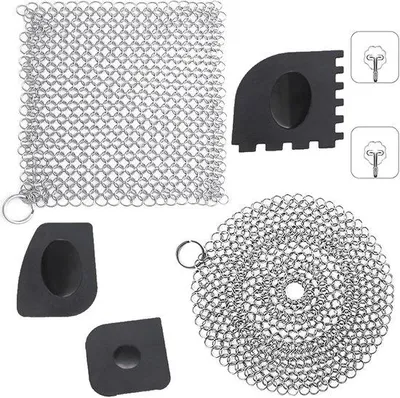 Produktbild von Gietijzeren reinigers - roestvrij staal ringreiniger mit robustem Kunststoff-Grillreiniger - Selbstklebende Haken für Dutch Oven Zubehör und mehr