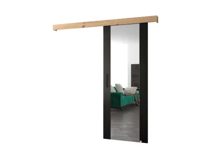Obrázok produktu pre MOB, Posuvné dvere - 90 cm - Sharlene II (čierna matná + dub artisan + čierna) (so zrkadlom)