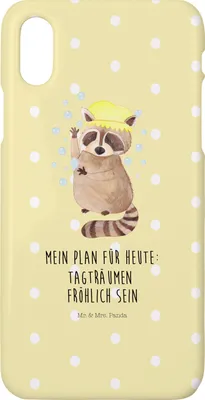 Produktbild von Mr. & Mrs. Panda Iphone 10 Handyhülle Waschbär - Gelb Pastell - Geschenk, Waschen, Hülle, Fröhlich, Lustige Sprüche, Handy, X, Seifenblasen, Cover, Plan, Tagträumen