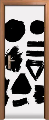 Produktbild von Türposter 70x200 cm Türaufkleber Türtapete Türfolie Klebefolie Tusche malerei Schwarz-Weiß-Striche