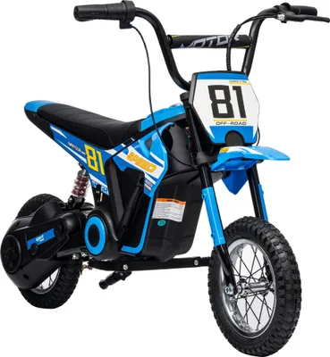 Produktbild von Kinder-Elektromotorrad - Aufsitzfahrzeug - 24V 250W - 6–16 km/h - 30 cm Räder - Hinterradfederung - 8–12 Jahre - Blau