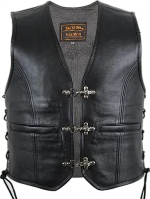 Produktbild von Komplett aus Rindsleder, Bikerweste Lederweste Rockerweste Clubweste Motorrad(2XL)