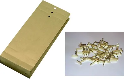 Produktbild von 20 Musterbeutel / Faltentaschen / Größe: 345 x 140 x 50mm + 20 Flachkopfklammern