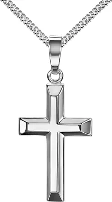 Produktbild von Silber Anhänger-Kreuz Silberkreuz für Damen, als Kettenanhänger 925 Silber.Mit Kette 925 Silber -Kettenlänge 36 cm.