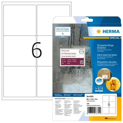 Produktbild von Adressetiketten A4 weiß 99,1x93,1 mm extrem stark haftend Folie matt 150 St.
