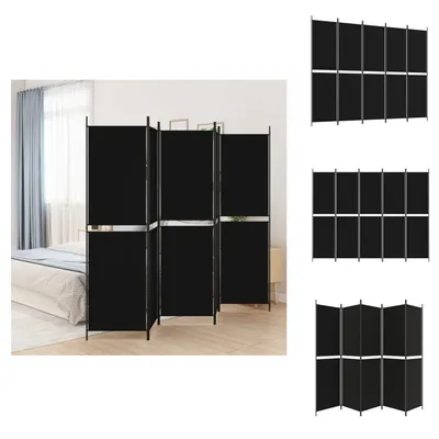 Produktbild von vidaXL 5-tlg. Paravent Schwarz 250x200 cm Stoff -  Raumteiler