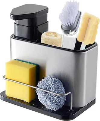Produktbild von Famanu Küchenorganizer mit 3-in-1 Seifenspender und Sponshalter - Edelstahl