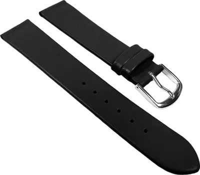 Produktbild von Eulit Dolly Uhrenarmband Kalbleder schwarz seidenmatt rembordiert, Stegbreite:14mm