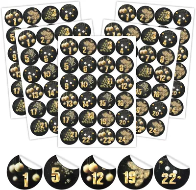Produktbild von Adventskalender-Aufkleber – 5 Sets mit je 24 Adventskalender-Aufklebern – Weihnachtszahlen – Aufkleber für Adventskalender