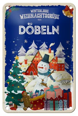 Produktbild von Blechschild Weihnachtsgrüße aus DÖBELN Geschenk Dekoration  12x18cm