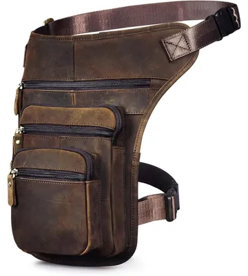 Immagine prodotto di Borsa tattica in pelle per motociclisti, da cintura o da gamba, modello crossover, colore marrone, articolo 3111