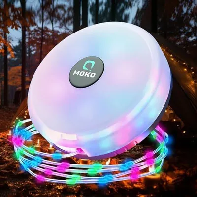 Produktbild von Moko Camping-Feenleuchten, rollbar, 3-in-1 tragbar wiederaufladbare LED-LED-8-Beleuchtungsmodi, wasserdichte Lampe, Fackelzelt, Camping, Hofdekoration
