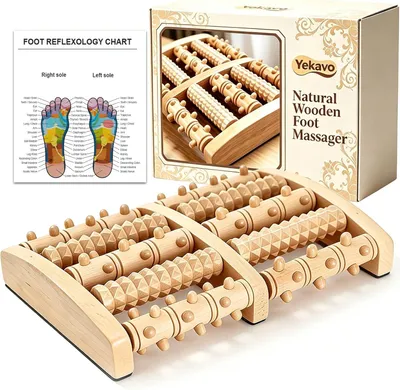 Productafbeelding van Houten voetmassage roller, voetmassage voor plantaire fasciitis met 108 acupressuurpunten