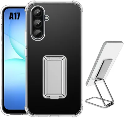 Image de Coque pour Samsung Galaxy A17 4G/5G, Protection Silicone Antichoc avec Support Ajustable Argenté