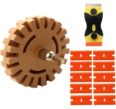 Immagine prodotto di Set di 12 pezzi per la rimozione di adesivi, composto da una gomma da cancellare da 10,2 cm e un raschietto con lama in plastica