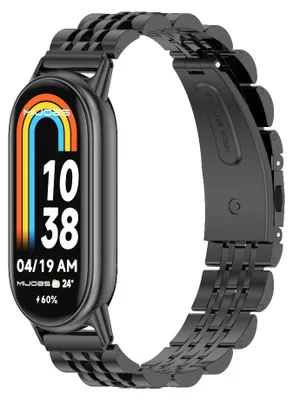 Produktbild von By Qubix Edelstahl-Gliederarmband - Schwarz - passend für Xiaomi Smart Band 8 / 9 / 10