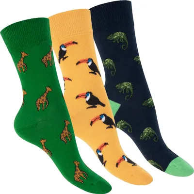 Produktbild von Footstar Bunte Fantasiesocken für Frauen & Männer (3 Paare) Lustige Baumwollsocken - Safari