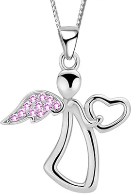 Produktbild von Damen Mädchen 50cm Engel Halskette mit Anhänger echt 925 Sterling Silber Echtschmuck Damenkette Silberschmuck K798+Org