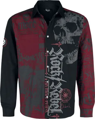 Produktbild von Rock Rebel by EMP Herren schwarz-rotes Hemd mit Print S