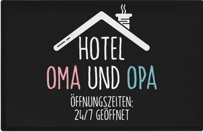 Produktbild von Trendation - Hotel Oma und Opa Fußmatte Geschenk Pension 24/7 Geöffnet Fußabtreter Innen und Außenbereich 60x40 cm
