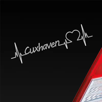 Produktbild von Auto Aufkleber Cuxhaven Herz Puls Stadt City Liebe Love Herzschlag Heimat 19x5 cm Silber Sticker Heckscheibenaufkleber