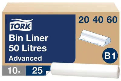 Zdjęcie produktu dla tork 204060 TORK Worek na śmieci, przezroczysty, 50 litrów