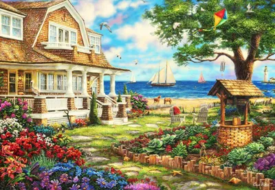 Immagine prodotto di Grafika Puzzle Sea Garden Cottage - Puzzle per adulti da 1000 pezzi