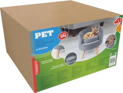 Obrázek produktu pro maxxpro Pet Comfort - pelíšek pro domácí mazlíčky do 80 kg - měkký sametový polštář - zvýšený pelíšek pro psy a kočky - šedý - 40,5 x 36 cm