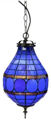 Image de Lampe Tiffany de plafond BLUE PATINA Ø24