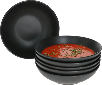 Produktbild von Mambocat Lampart Nero 6-częściowy zestaw talerzy do zupy I czarny I 450ml I kamionka