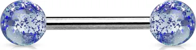 Produktbild von viva-adorno Barbell Piercing Stab Zungenpiercing Chirurgenstahl Glitter Glitzer Kugeln Kunststoff verschiedene Farben Z311,Blau