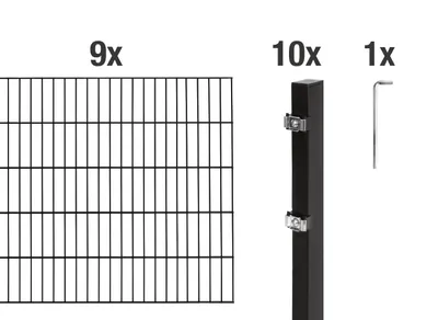 Immagine prodotto di Recinzione a doppia barra Alberts 627959, set completo da 20 elementi, nero opaco, altezza 80 cm, lunghezza 18 m