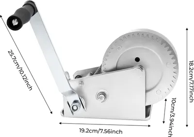 Image de Treuil manuel - Treuil à main - Force de traction max. 1588 kg - Rapport de transmission 4:1/8:1 - Construction en acier - Pour camions, remorques, bateaux - Argent
