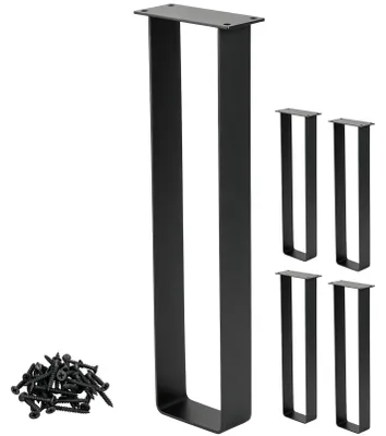 Productafbeelding van Bankpoten, metaal, zwart, 4 stuks U-vormige tafelpoten (41 cm)