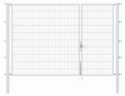 Produktbild von Alberts Doppeltor Flexo mit Zubehör, zum Einbetonieren, feuerverzinkt, Breite 300 cm (100 cm + 200 cm), Höhe 200 cm