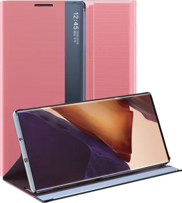 Produktbild von Galaxy Note 20 Ultra Hülle, LaimTop Slim Flip Leder Smart View Window Klappetui Schutzhülle mit Standfunktion für Samsung Galaxy Note 20 Ultra Rosa