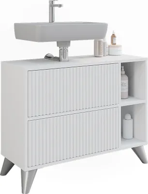 Obrázek produktu pro Toaletní skříňka pro umyvadlo Vicco Leano Bílá 80 x 62 cm se 2 zásuvkami, Model 52130