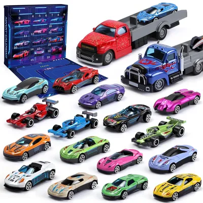 Productafbeelding van Solidchoice - Adventskalender met 24 Miniatuur Raceauto's voor Kinderen