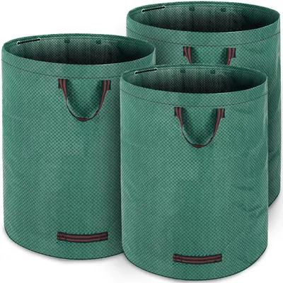 Produktbild von GARDEBRUK® Gartenabfallsack 3x280 Liter 50 kg Belastbarkeit doppelte Nähte 3 stabile Griffe robust abwaschbar Garten Rasensack Gartentasche Laubsack