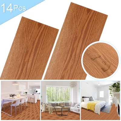 Immagine prodotto di Peviasot, pavimento in PVC vinilico, 2 m², rivestimento per pavimenti, vinile laminato, autoadesivo, listoni, piastrelle, antiscivolo, impermeabile, 14 pezzi, piastrelle in vinile con venature del legno (color legno)