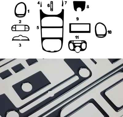 Immagine prodotto di Decorazione interna abitacolo per Peugeot 206 1998-2009 Piano Black Optics 11pcs