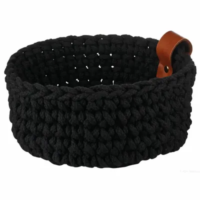 Produktbild von ASA Häkelkorb M, schwarz  d. 20 cm, h. 9,5 cm, Baumwolle