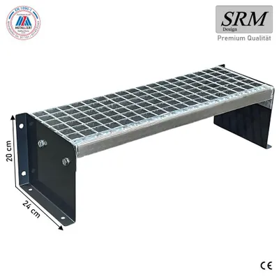 Obrázek produktu pro 1 schod volně stojící model 1 volně stojící schodiště z antracitové oceli šířka 100 cm výška 20 cm bez zábradlí