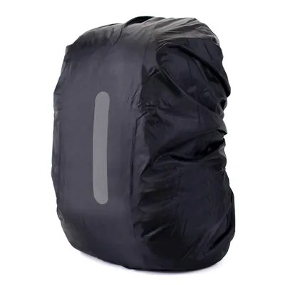 Produktbild von Wasserdichte Rucksack Regenhülle mit Reflektoren – Regenschutz Cover für Schulranzen, Fahrrad, Outdoor & Trekkingrucksäcke – schwarz Größe M