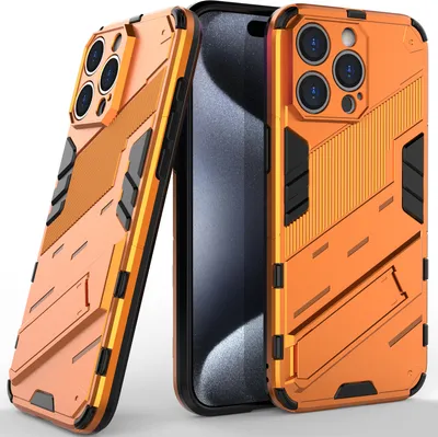 Produktbild von Armor Hülle für iPhone 15 Pro, Hybrid PC TPU Bumper Stoßfestes Schutzhülle mit Standfunktion Weiß